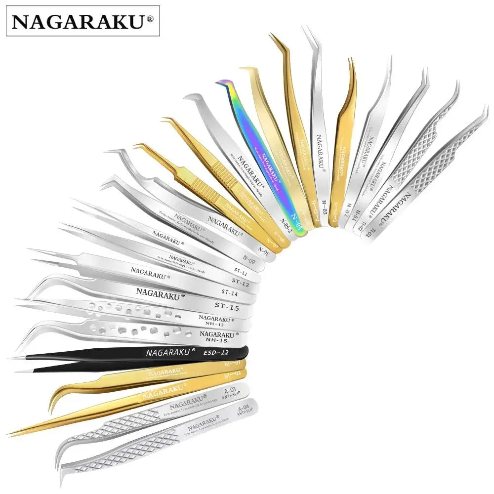 NAGARAKU Eyelash Extension Tweezers Makeup Stainless Steel Eyelash 3D accurate Clip