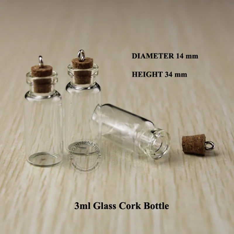 Wholesale 3ml Wood Cork Glass Bottle Mini clear gift Vial small wishing perfume display bottle Vintage Glassware