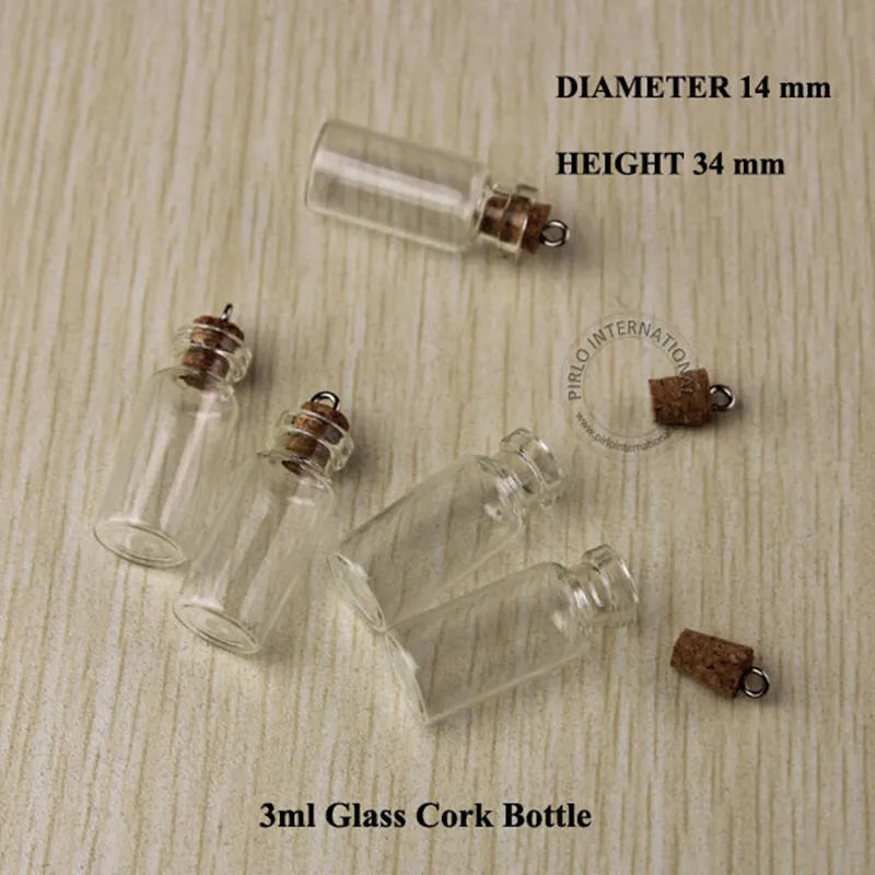 Wholesale 3ml Wood Cork Glass Bottle Mini clear gift Vial small wishing perfume display bottle Vintage Glassware