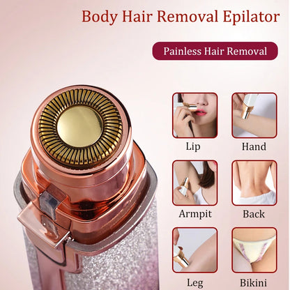 2 IN 1 Rechargeable Epilator Electric Eyebrow Trimmer Female Body Facial Lipstick Shape Hair Removal Mini Painless Razor Shaver