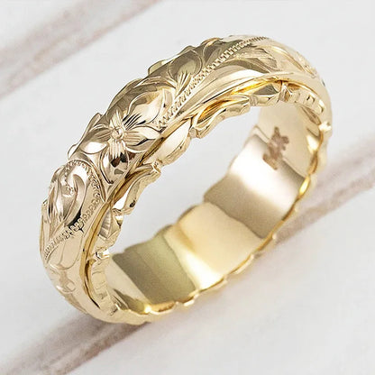 Yellow Gold Suspended Carved Rose Flower Ring for women and men gold rings 14 k Women's jewelry rings Wedding Anniversary 2021