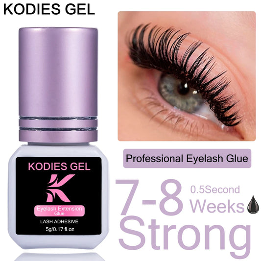 KODIES GEL Extra Strong Eyelash Glue Extension Supplies 5g 0.5 Second Dry Lash Glue for False Eyelash Waterproof Adhesive Lift