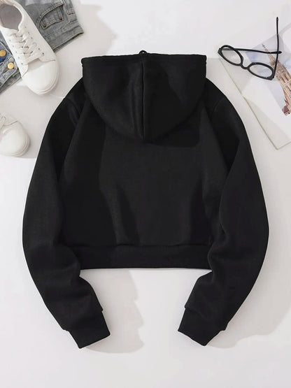 1101 women's short hooded zipper sweatshirt