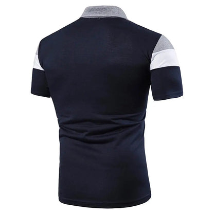 New Men Summer Short Sleeve Fashion Casual Polo Shirt , Men Sport Lapel Spell Color Polo Shirt .