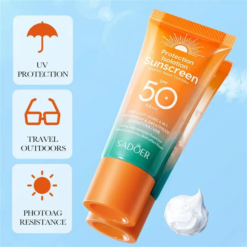 1pcs SPF 50+ PA+++ Facial Sunscreen Oil Control Sun Gel-Cream UVA UVB Sun Protection Sweatproof Sunblock Sensitive Skin Care 50g